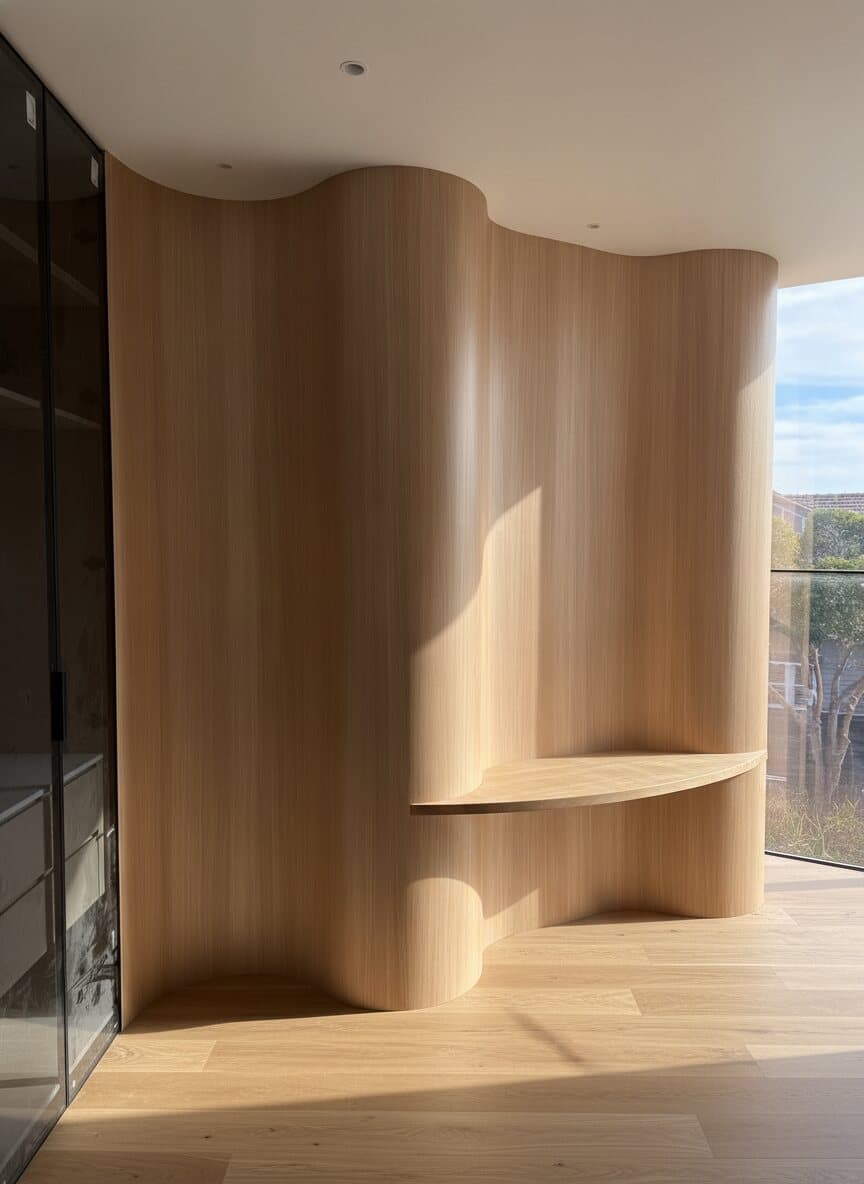 Curved Timber Feature Wall
